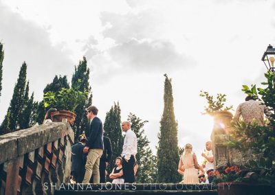 Wedding reception in the garden of Castello di Montegufoni